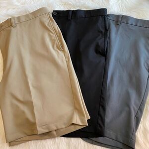 3-pack Haggar Cool 18 Pro Men's Chino Shorts- Tan, Black, Gray